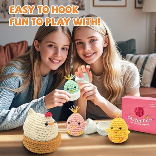 SGIBYN Crochet Kit for Beginners, Chicken Animals Amigurumi Set with Video - Image 6
