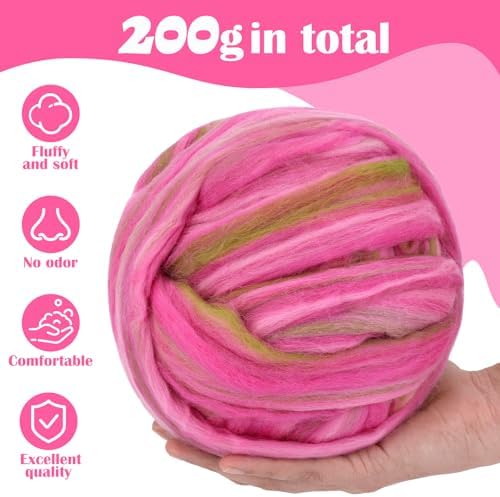 7.02 oz Colored Wool Roving Felting Wool Bulk Needle Felting - Image 2