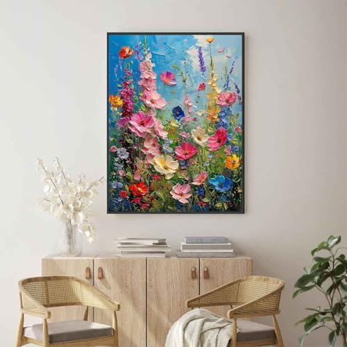 Ausanrl Wild Flowers Framed Paint by Numbers Wooden Easel 12x16inch - Image 2