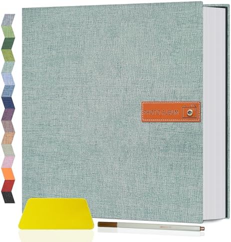 Popotop Large Photo Album Self Adhesive 4x6 5x7 8x10 Scrapbook Album DIY Picture Book,Gifts for Mom,Family Baby and Wedding,with Metal Pen and Plastic Board by Popotop