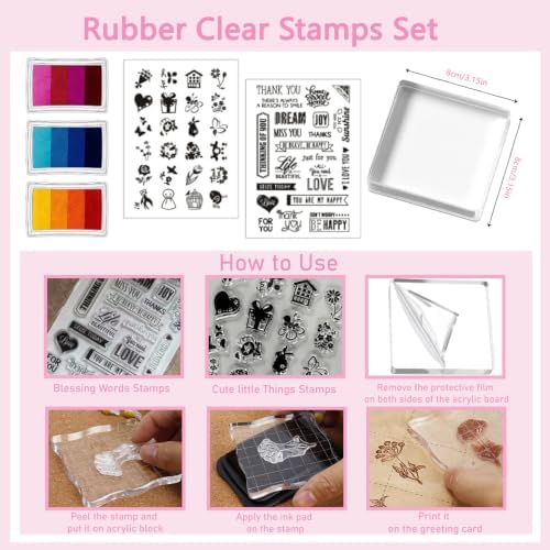 Comealltime Card Making Supplies, Card Making Kit with 30 Greeting Cards and Envelopes Set, Gem Stickers, Washi Tape, Rubber Stamps, Cute Stickers for Birthday Wedding Christmas Greeting Card DIY - Image 4