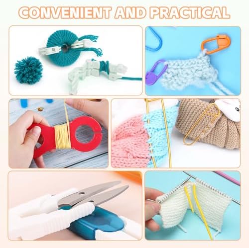HATINXIA 58pcs Crochet Kit Beginners, Crochet Hook Set with Yarn, Portable Crocheting Kit for Starter, Ergonomic Crochet Needles Tools DIY Knitting Accessories for Experienced Crochet Lovers, Purple - Image 5
