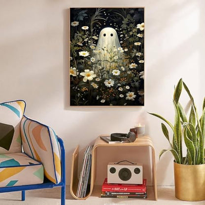 Halloween Stamped Cross Stitch Kits for Beginners Adults - Ghosts and Flowers Counted Cross Stitch Kits Needlepoint Cross-Stitch Patterns Dimensions Needlecrafts Embroidery Kits Arts and Crafts - Image 3