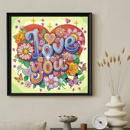 jinglinhh Love You Flowers Butterfly Special Shaped DIY Diamond Art Painting Kit for Adults Beginners, Partial Drill Crystal Rhinestone Gem Art Craft Home Wall Decor 30x30cm - Image 4