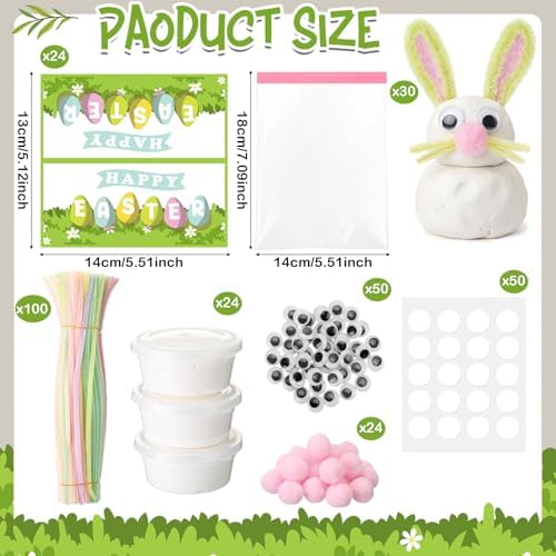 ForraFun 24 Sets Easter Craft Kits DIY Bunny Clay Ornaments for Adult - Image 2