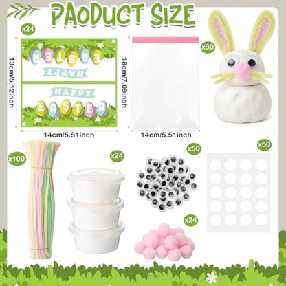 ForraFun 24 Sets Easter Craft Kits DIY Bunny Clay Ornaments for Adult - Image 2