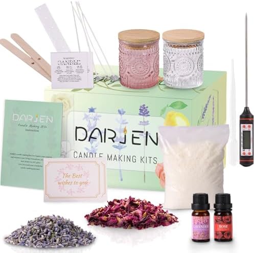 DARJEN Candle Making Kit for Beginners, 2 Jars Soy Wax Scented DIY Set by DARJEN