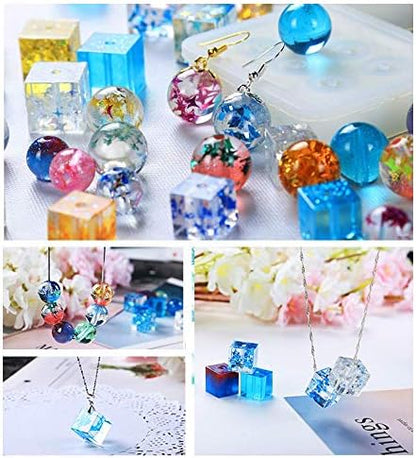 10x30ML Crystal Clear UV Resin Epoxy Transparent with 15 Jewelry Molds 60 Decorations + Portable Lamp + 10ML Top Coat Gel Polish to Add Shine, Resin Kit for Making Earrings Bracelets Necklaces - Image 2