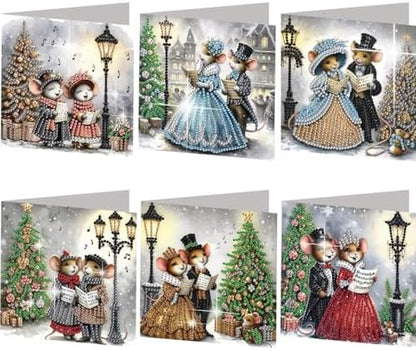 jinglinhh 6pcs Christmas Tree Mouse Couple Diamond Art Painting Greeting Cards with Envelopes, DIY Card Making Kits for Adults, Diamond Art Postcards Christmas Cards Craft Gifts by Unknown