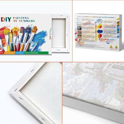 JOOZ Paint by Numbers Kit for Adults with Frame, Seaside Scene Paint by Number with Easel, DIY House Flowers Oil Painting by Numbers, Adult Paint by Number Kits Landscape for Wall Decor 8x12 Inch - Image 6