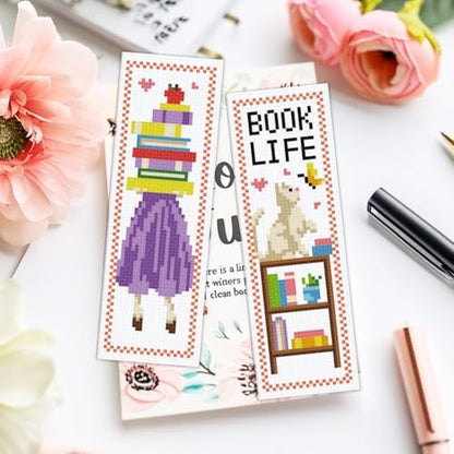 ACRNIGHEET 6PCS Cross Stitch Bookmark Kit for Beginner Bookshelves Stamped Cross Stitch Kits for Adults DIY Embroidery Bookmark Kits Crossstitch Kits Adult with Instructions Hand Craft Gift 11CT - Image 6