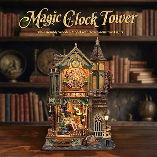 Magic Clock Tower Book Nook, Miniature Building Kit with LED Light - Image 2