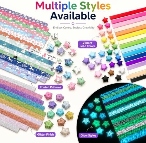840 Sheets Luminous Origami Stars Papers with 4 Different Designs, Origami Star Paper Strips Lucky Star for DIY Arts Crafting, Handicraft (Multicolor) - Image 2