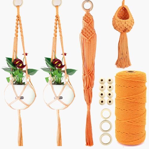 BUFANTL Macrame Kit for Beginners, 4-in-1 Plant Hanger Set - DIY Hanging Planter Craft Kit with 3 Tutorials for Home & Garden Decor, Ideal Handmade Gift by Unknown