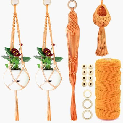 BUFANTL Macrame Kit for Beginners, 4-in-1 Plant Hanger Set - DIY Hanging Planter Craft Kit with 3 Tutorials for Home & Garden Decor, Ideal Handmade Gift by Unknown