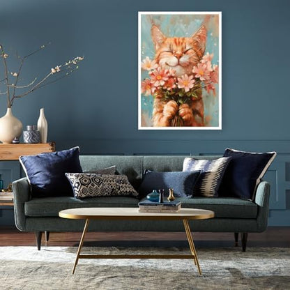 DIY Cat and Flower Paint by Numbers Kits for Adults, Painting by Numbers for Adult & Beginner on Canvas, Animal Oil Painting Kits Perfect for Home Decoration 16x20 Inch - Image 5
