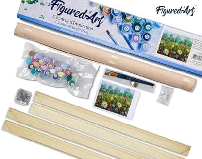 Figured'Art Paint by Numbers Kit for Adults Flowers in The Countryside 16"x20" - Craft Art Painting Rolled Canvas with DIY Wooden Frame - Image 5