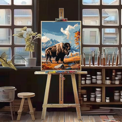 Natuyalo Paint by Numbers for Adults Beginner, Bison Acrylic Easy Paint by Numbers Kits Animal Craft Kits for Adults Suitable for Home Wall Decoration Flameless 16x20 Inch - Image 4