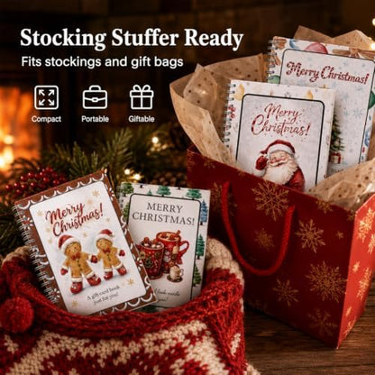 4PCS Christmas Gift Card Book, 5x7 Holiday Gift Booklet, DIY Spiral-Bound Merry Christmas College Survival Kit, 10-Page Surprise Greeting Card Book for Cards Cash, Students Graduation Gift (E#) - Image 4