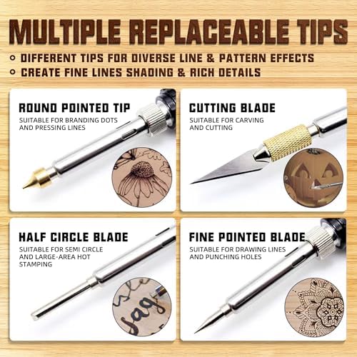 Wood Burning Kit, Standard Style Set, LCD Digital Pyrography Pen - Image 3