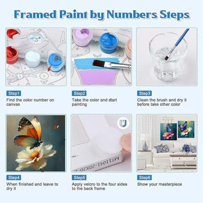 Canrichshop 4 Pack Butterfly Paint by Numbers for Beginner with Frame,Colorful Butterfly Adult Paint-by-Number Kits on Canvas, DIY Number Painting for Adults for Decor 8X 8 inch - Image 7