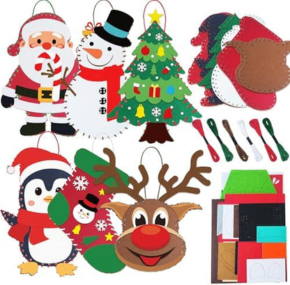 6 Sets Christmas Felt Ornament Sewing Kit, Christmas Ornaments Supplies Santa Elk Snowman Felt Sewing Socking Kit DIY Activity Perfect for Xmas Arts by Unknown