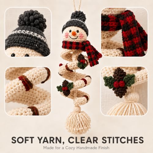 Crochet Snowman Spiral Ornament DIY Kit, Christmas Craft for Adults - Image 5