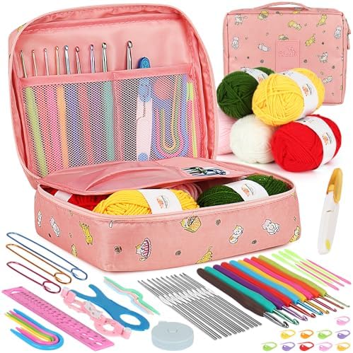 Aeelike Crochet Kit for Beginners- Ideal DIY Craft Gift for Women, Pink by Aeelikescrochetworld