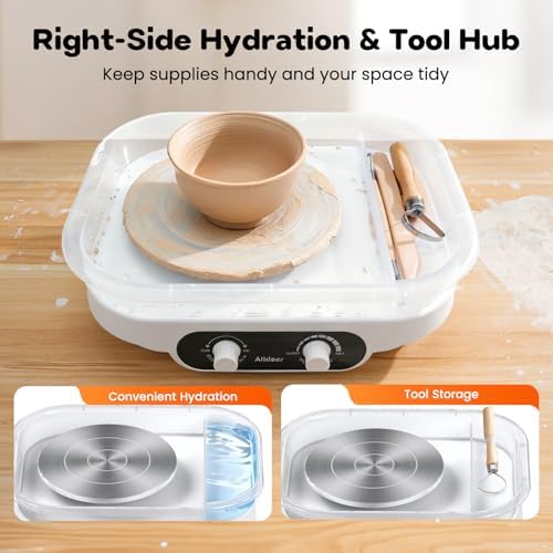 Pottery Wheel for Adults, Kids, Teens, Beginner, Professional - 7" Turnable Eletric Clay Spinner with Adjustable Speed & Removable Tray, Ceramic Home Kit, DIY Set Gift for Artists & Hobbyists - Image 5