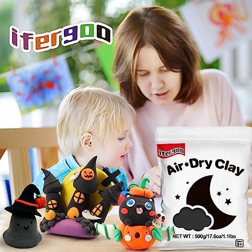 ifergoo 500g Black Air Dry Clay, 1.1LBS DIY Creative Modeling Clay for Kids - Image 5