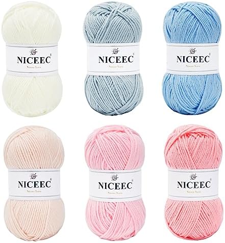 NICEEC 300g Soft Assorted Colors Yarn 100% Acrylic 870yds -Series 13 by NICEEC