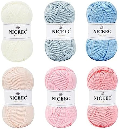 NICEEC 300g Soft Assorted Colors Yarn 100% Acrylic 870yds -Series 13 by NICEEC
