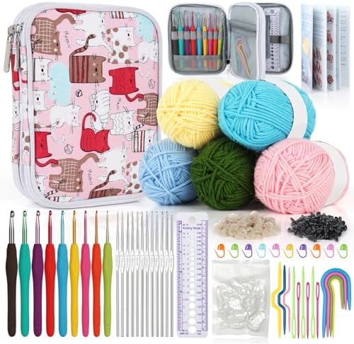 Katech Crochet Hooks Set with Yarn-Crochet Kit for Beginners-Ideal Gift by Katech