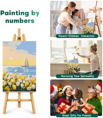Framed Paint by Numbers Kit for Adults Beginner & Kids Age 8-12, Easy Flowers Adult Paint by Number Kits on Canvas, DIY Acrylic Watercolor Oil Paint by Number for Adults Landscape for Gift 8x12 Inch - Image 5