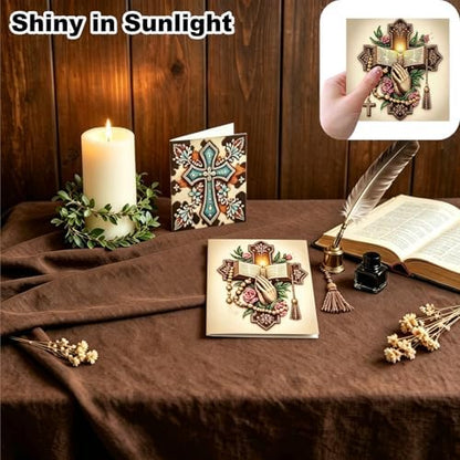 Zyvoreva 12 PCS Cross Diamond Painting Greeting Cards with Envelopes, Religious Diamond Art Kits for Adults, 5D DIY Bible Butterfly Art Crosses Cards for Birthday Baptism Sympathy Gifts (Cross) - Image 6