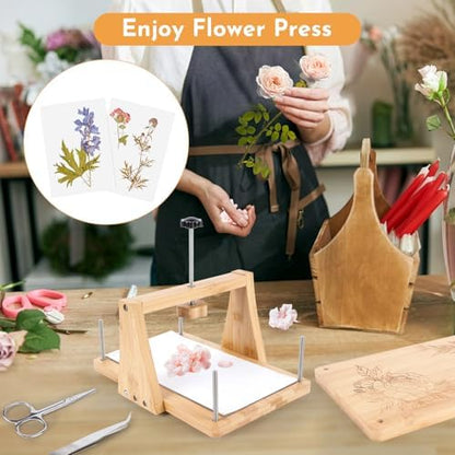 NIUGRECF 1Set Large Wooden Flower Press Kit - Even Pressure Flowers Pressed DIY Arts Set for Making Dried Flower/Plant（11in*7in） - Image 6