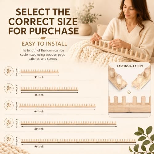 32 Inch Chunky Blanket Loom Adjustable Wooden Loom - Image 2
