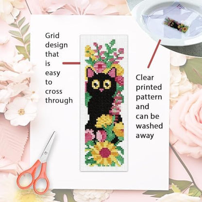ORIGACH 6 Set Cat and Flower Cross Stitch Bookmark Kit for Beginner - Image 3