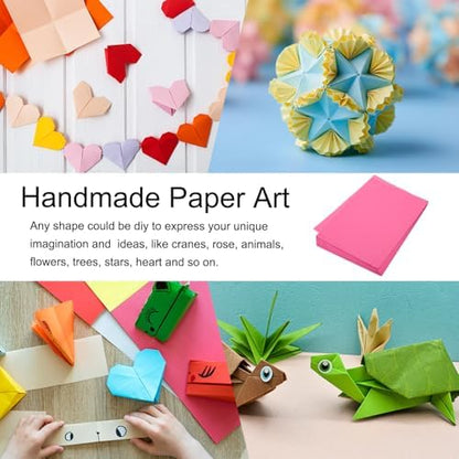 MECCANIXITY 100 Sheet Origami Paper Double Sided Fluorescent Peach 11.7 x 8.3 Inch Square Sheet for Art Craft Project, Beginners, Gifts Decor - Image 6