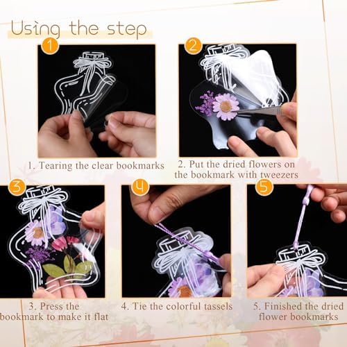 Taobary 91 Pcs DIY Dried Flowers Bookmarks Transparent, Vintage Color - Image 3