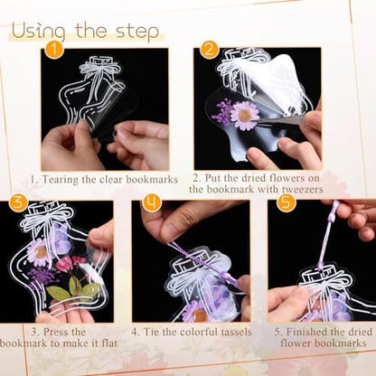 Taobary 91 Pcs DIY Dried Flowers Bookmarks Transparent, Vintage Color - Image 3