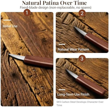 Whittling Kit for Adult Beginners, 29Pc Wood Carving Tools Set: 7 Knives, 6 Detail Gouges, Solid Strop Board, Gloves & Video Guide. Hand Carving Knife Set for Spoon, Basswood, DIY Hobby Gift - Image 5