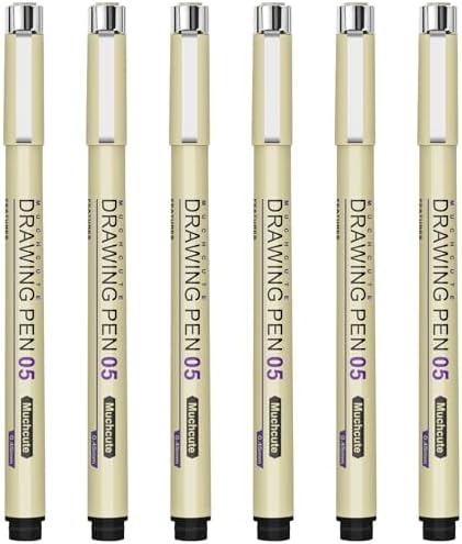 Muchcute 05 Fine Point Writing Pens: 6 Black 0.45mm Smooth No Bleed Bible by Muchcute