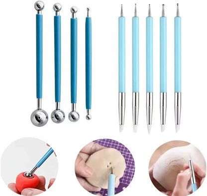 Professional Clay Sculpting Tools Set, Blue, 9 Pieces, Ball Stylus and Modeling Tools for Pottery, Ceramics, Art - Image 3