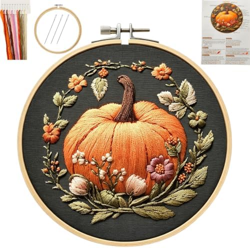 YOUDRN Pumpkin Embroidery Kit for Beginners, Embroidery Kits for Adults by YOUDRN