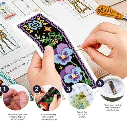 ORIGACH 6 Set Dark Forest Cross Stitch Bookmark Kit for Beginner - Image 4