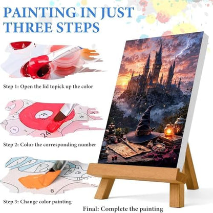 Castle Paint by Numbers Kit for Adults Framed Canvas 16X20in, Frameworkless - Image 6