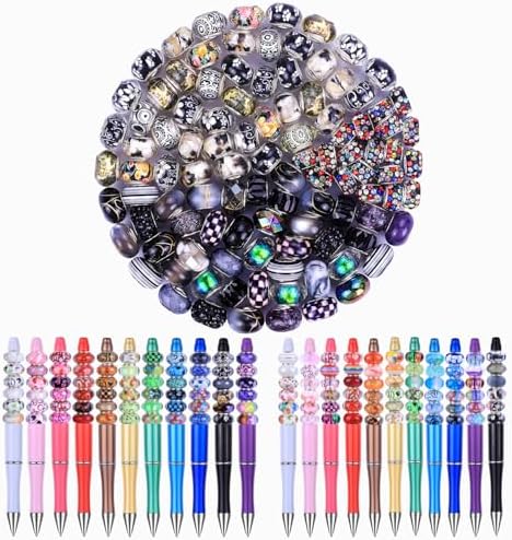 Aipridy Large Hole European Beads, Craft Supplies Kit，Assorted Mixed Color Lampwork Spacer Beads for DIY Bracelet Jewelry Making (100, Black) by AIPRIDY