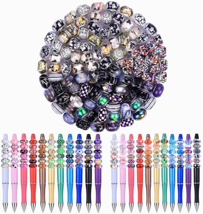 Aipridy Large Hole European Beads, Craft Supplies Kit，Assorted Mixed Color Lampwork Spacer Beads for DIY Bracelet Jewelry Making (100, Black) by AIPRIDY