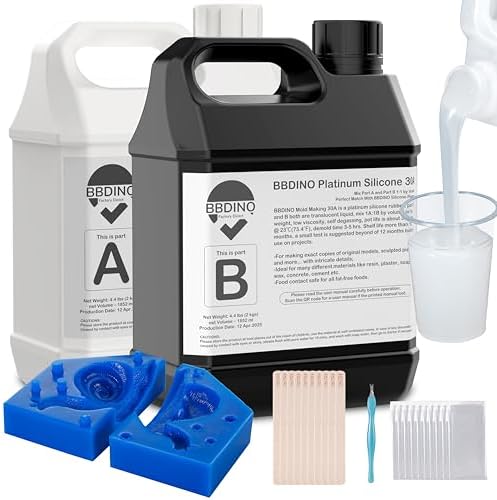 BBDINO Silicone Mold Making Kit 30A Platinum Liquid 1 Gallon Translucent by BBDINO